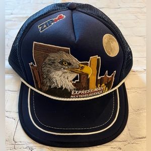 Vintage USPS Express Mail Next Day Service Snapback Blue Mesh Trucker Hat